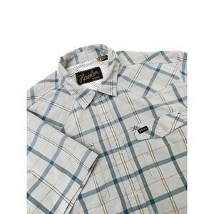 Howler Brothers H Bar B Snap Shirt Men's Medium Plaid Blue Western Pockets